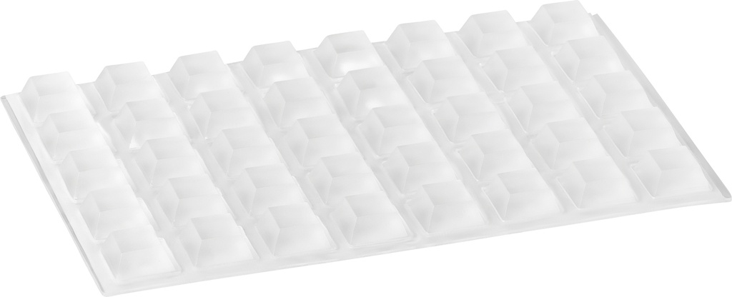 [285058TR-Q12] Elastikpuffer - quadratisch, transparent | 12,5x12,5mm | Höhe: 5,8mm (40 Stk./Streifen)