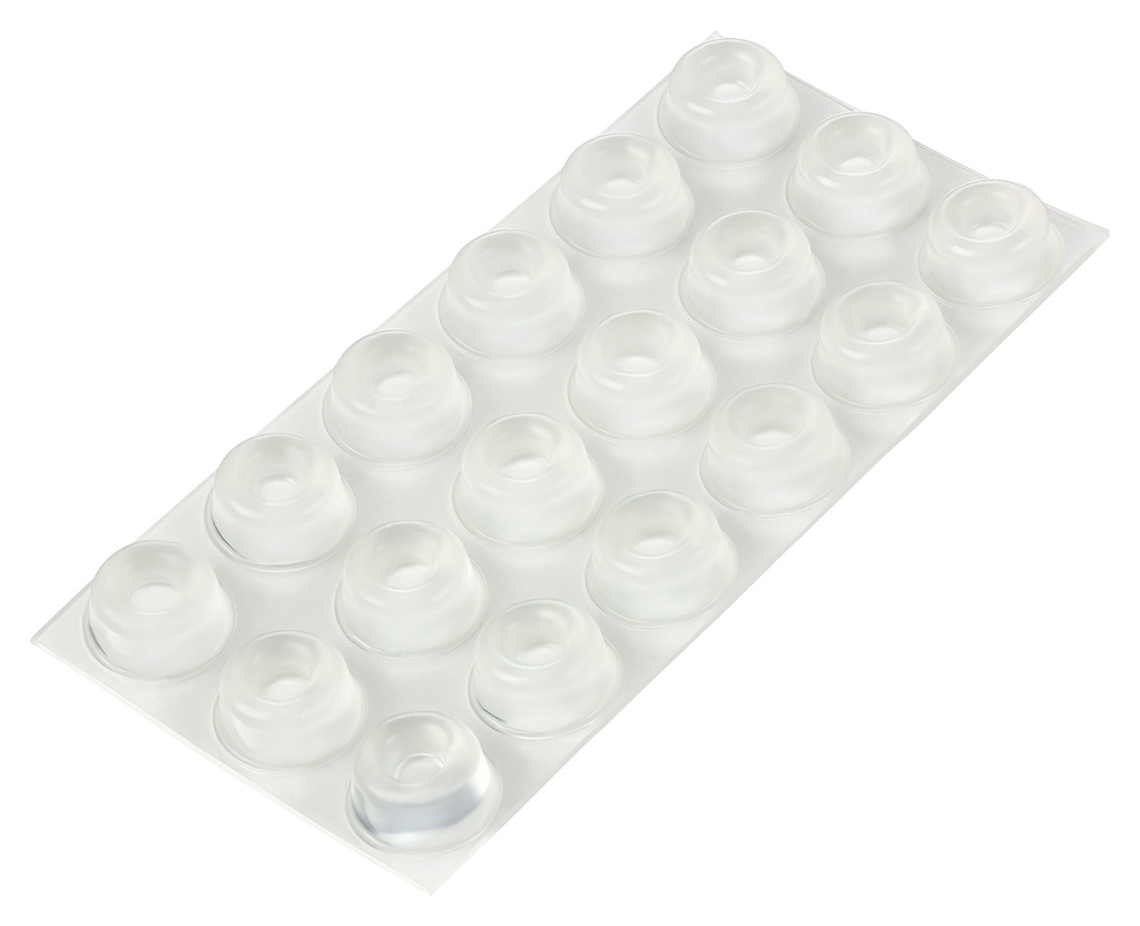 Elastikpuffer - zylindrisch, transparent | Ø 22,3mm | Höhe: 10,1mm (18 Stk./Streifen)