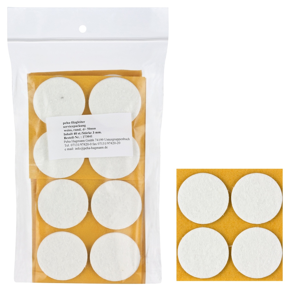 Filzgleiter sk STANDARD- 3,0 mm, weiß, rund | Ø 58 mm (40 Stk.)