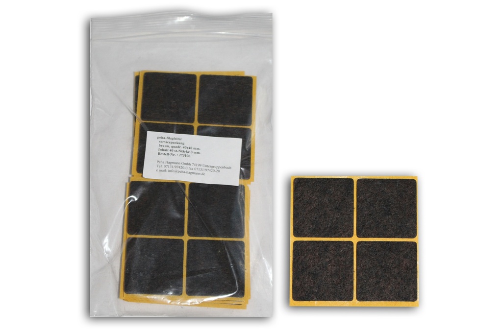 [2730001V-SQ40] Filzgleiter sk STANDARD-3,0 mm, braun | 40 x 40 mm (40 Stk.)