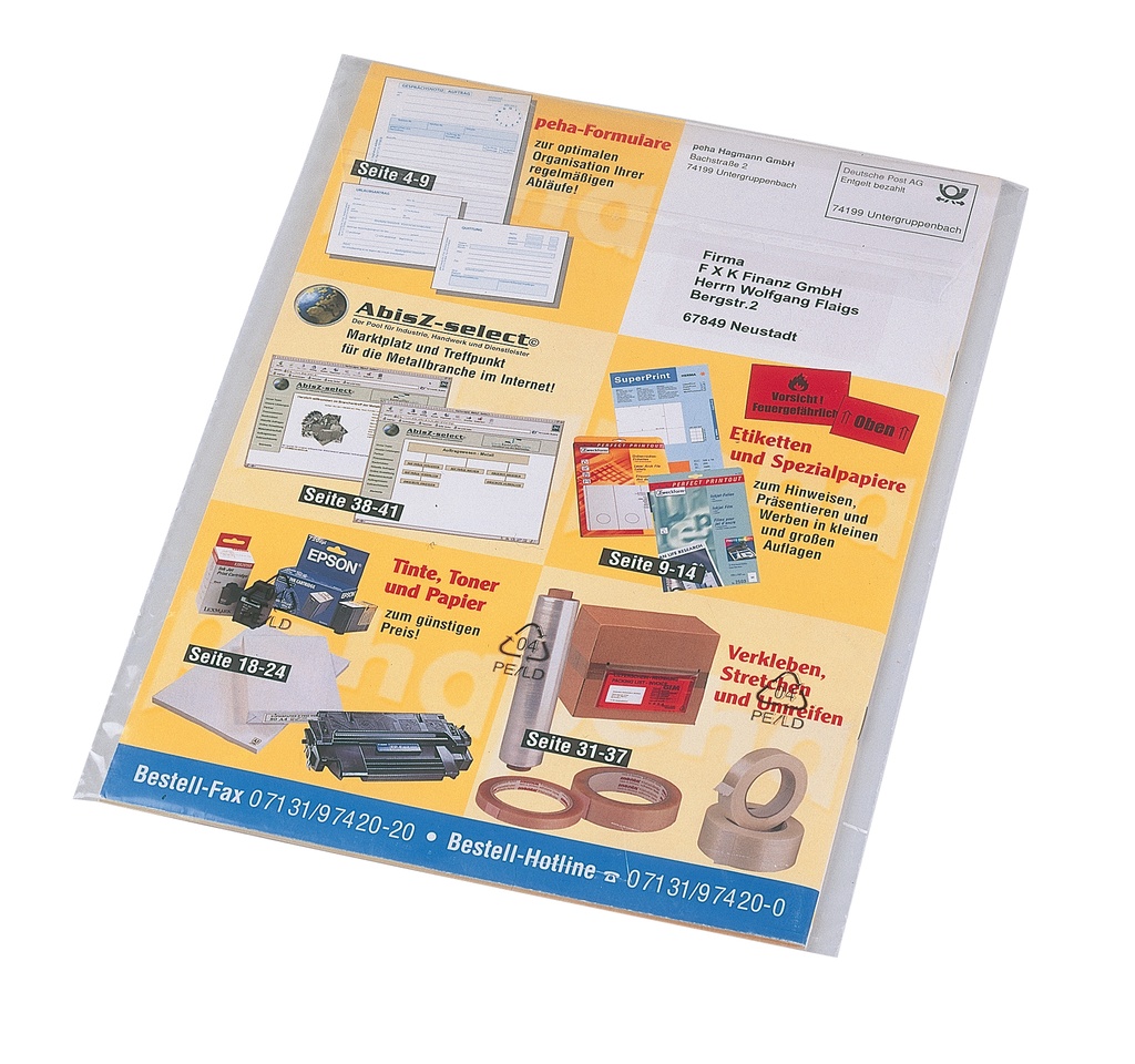 PE-Versandtaschen 225 x 310 + 50 mm Klappe | (100 Stk.)