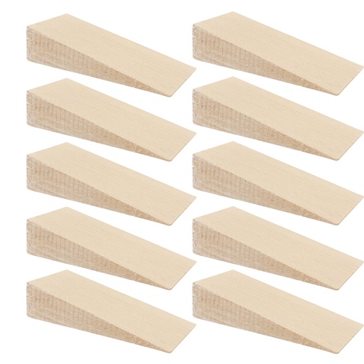 [166P10V-G10025] Hartholzkeile aus Buche natur (10 Stück) | (LxBxH) 100 x 40 x 25 mm