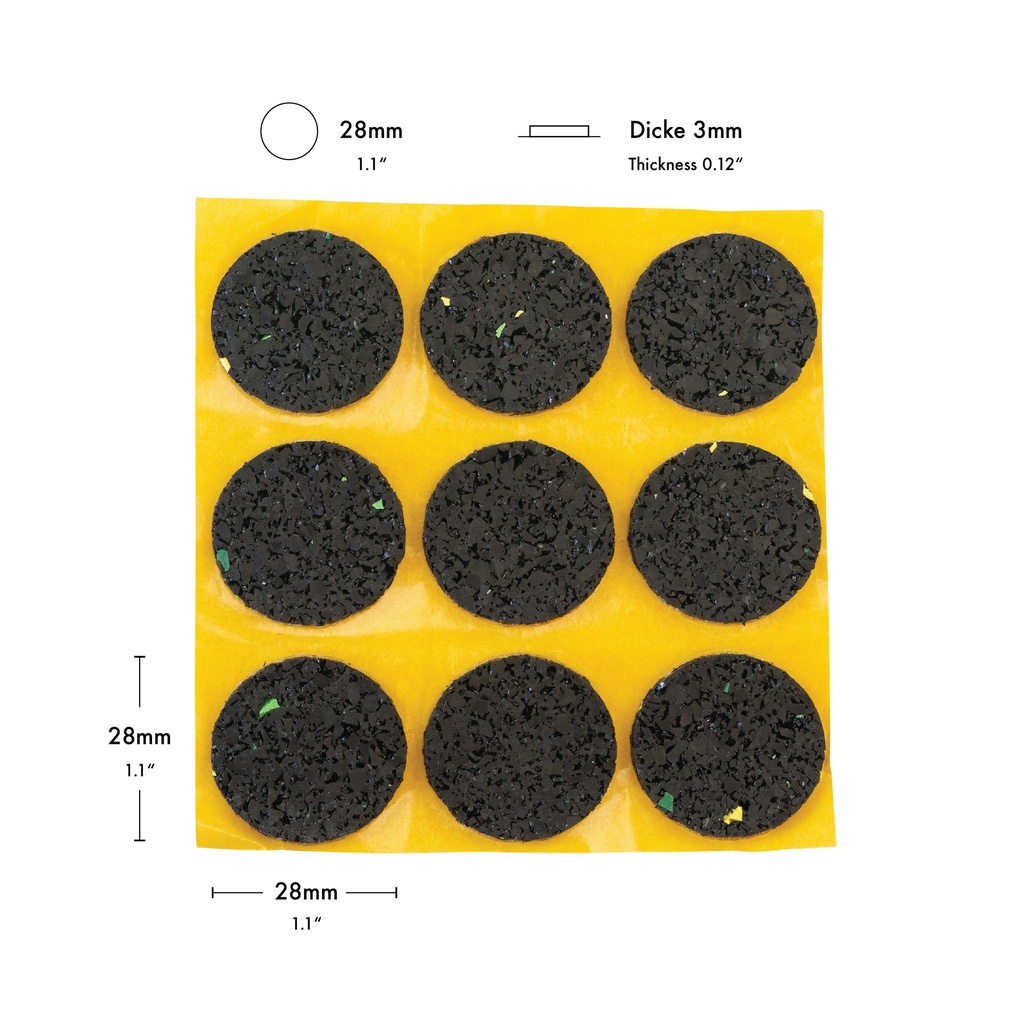 Antirutsch-Pads, selbstklebend, schwarz, Ø 28 mm, Stärke: 3 mm (18 Stk.)