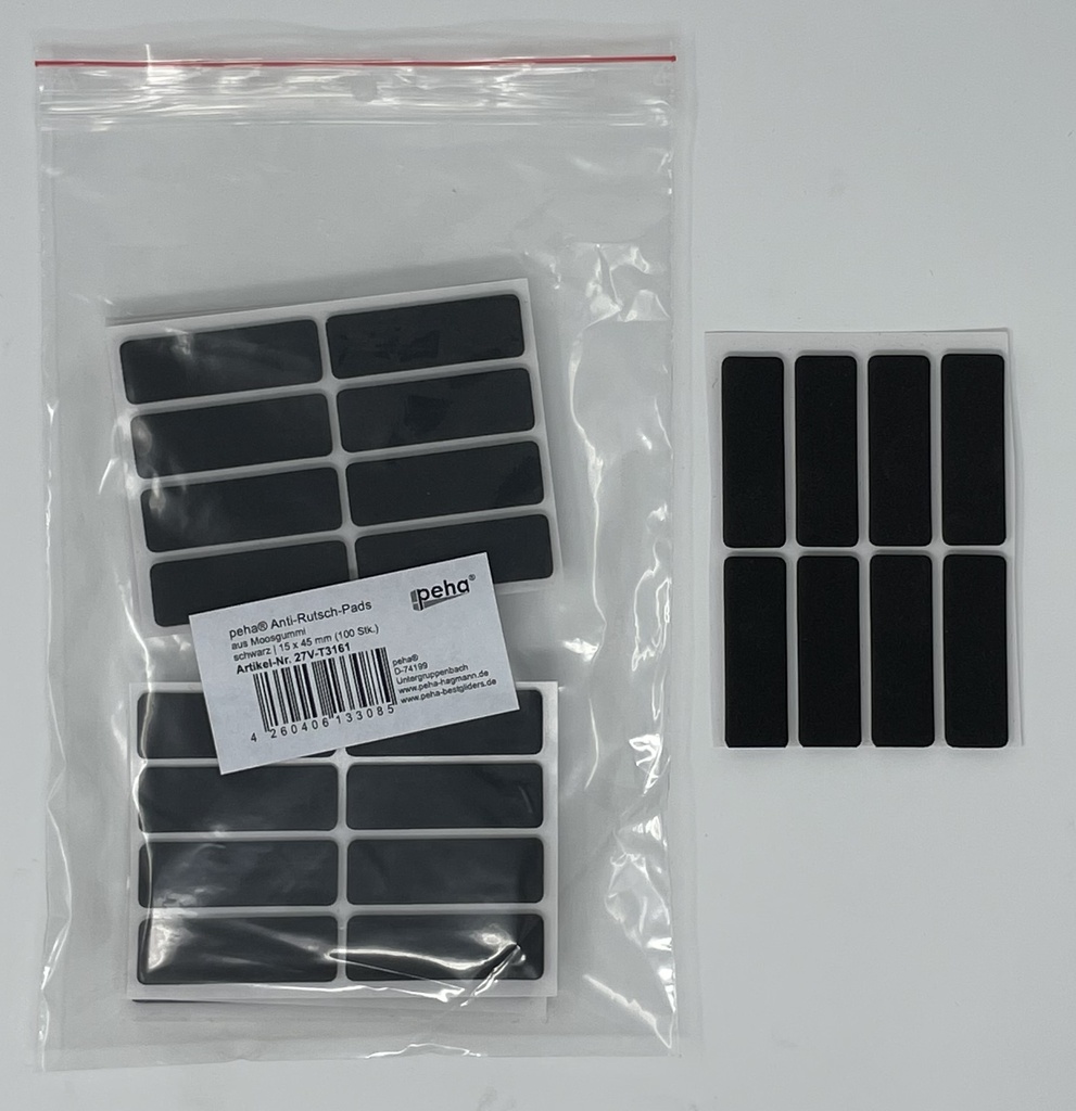 Anti-Rutsch-Pads a. Moosgummi, schwarz | 15 x 45 mm | Stärke: 3 mm (100 Stk.)
