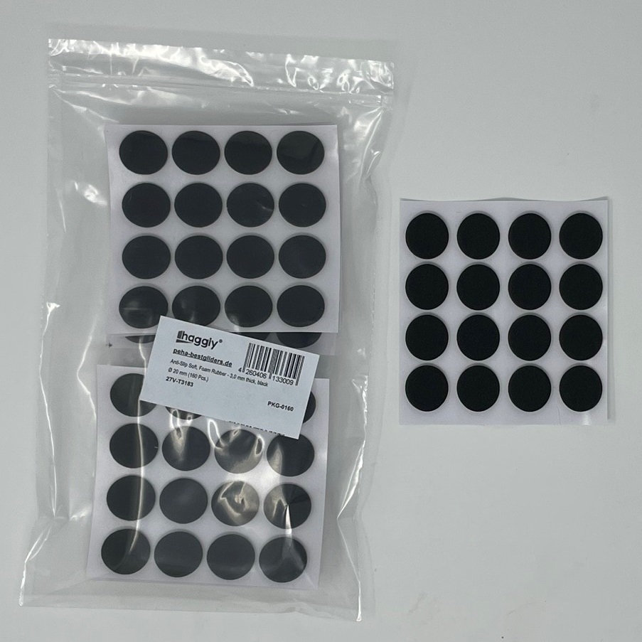 Anti-Rutsch-Pads a. Moosgummi, schwarz | Ø 20 mm | Stärke: 3 mm (160 Stk.)