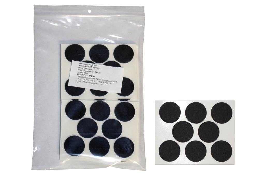 Anti-Rutsch-Pads a. Moosgummi, schwarz | Ø 28 mm | Stärke: 3 mm (80 Stk.)