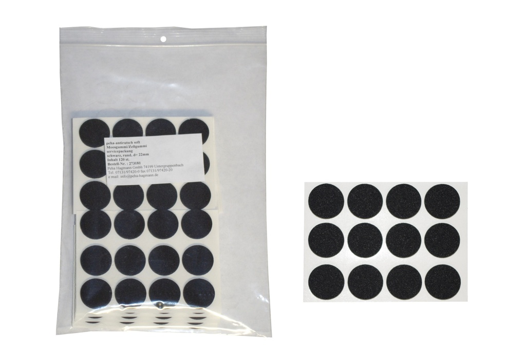 Anti-Rutsch-Pads a. Moosgummi, schwarz | Ø 22 mm | Stärke: 3 mm (120 Stk.)
