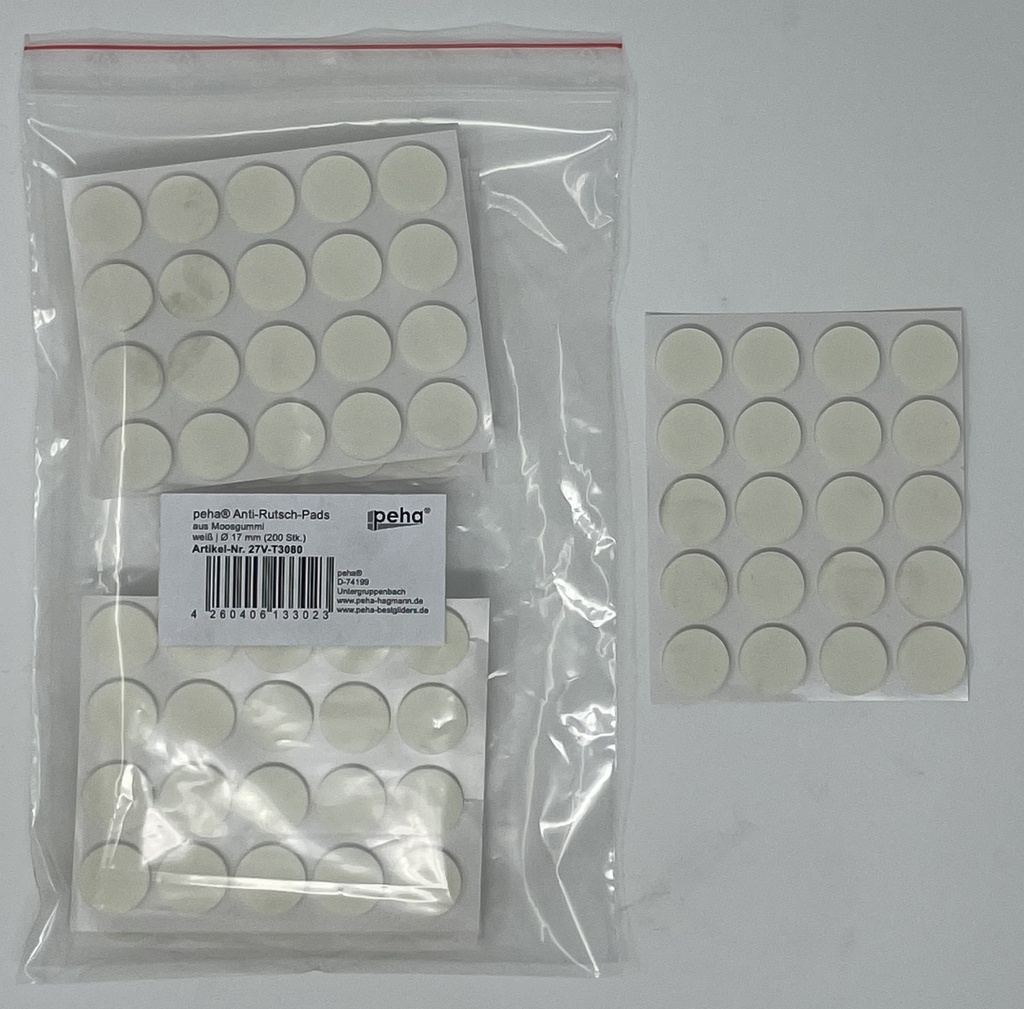 Anti-Rutsch-Pads a. Moosgummi, weiß | Ø 17 mm | Stärke: 3 mm (200 Stk.)