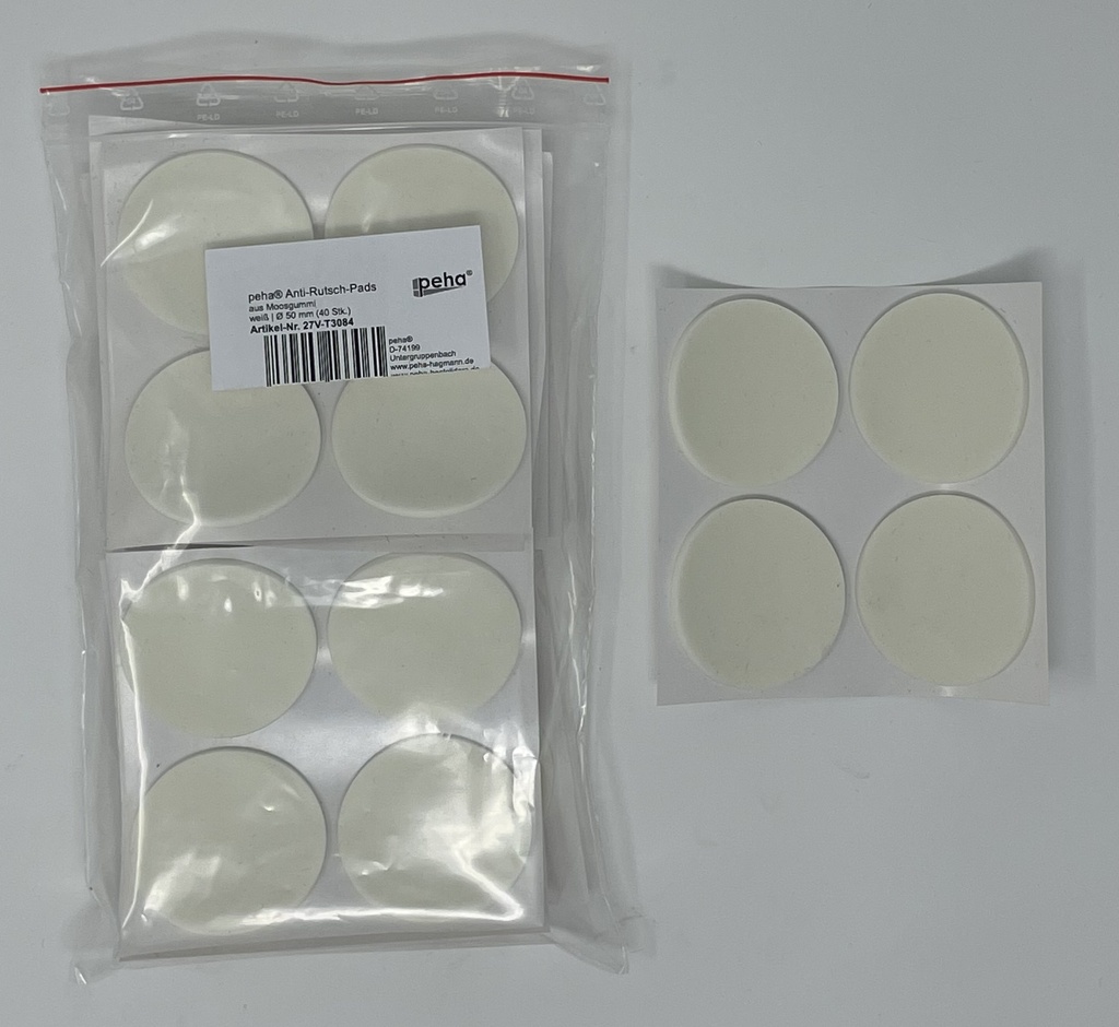 Anti-Rutsch-Pads a. Moosgummi, weiß | Ø 50 mm | Stärke: 3 mm (40 Stk.)