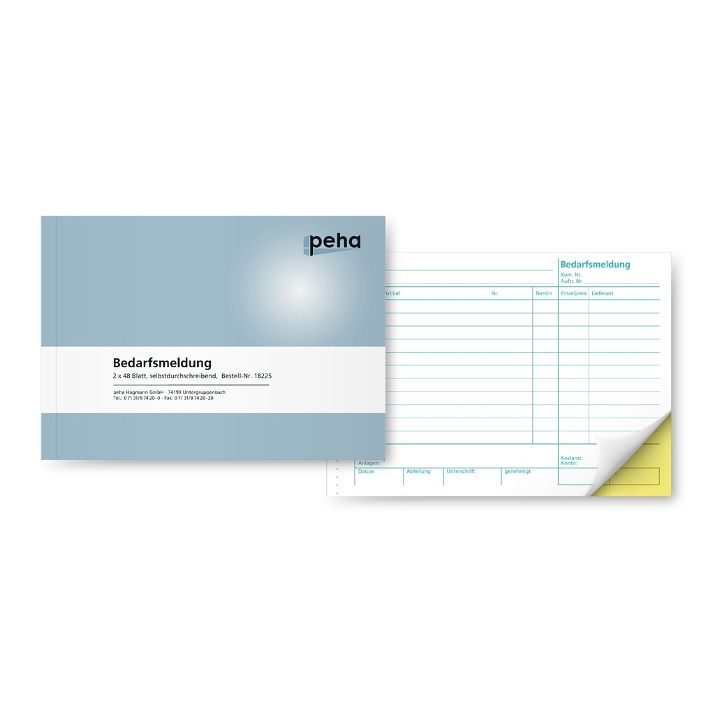 Bedarfsmeldung selbstdurchschreibend, A5 quer | 2 x 48 Blatt mit Ablagelochung
