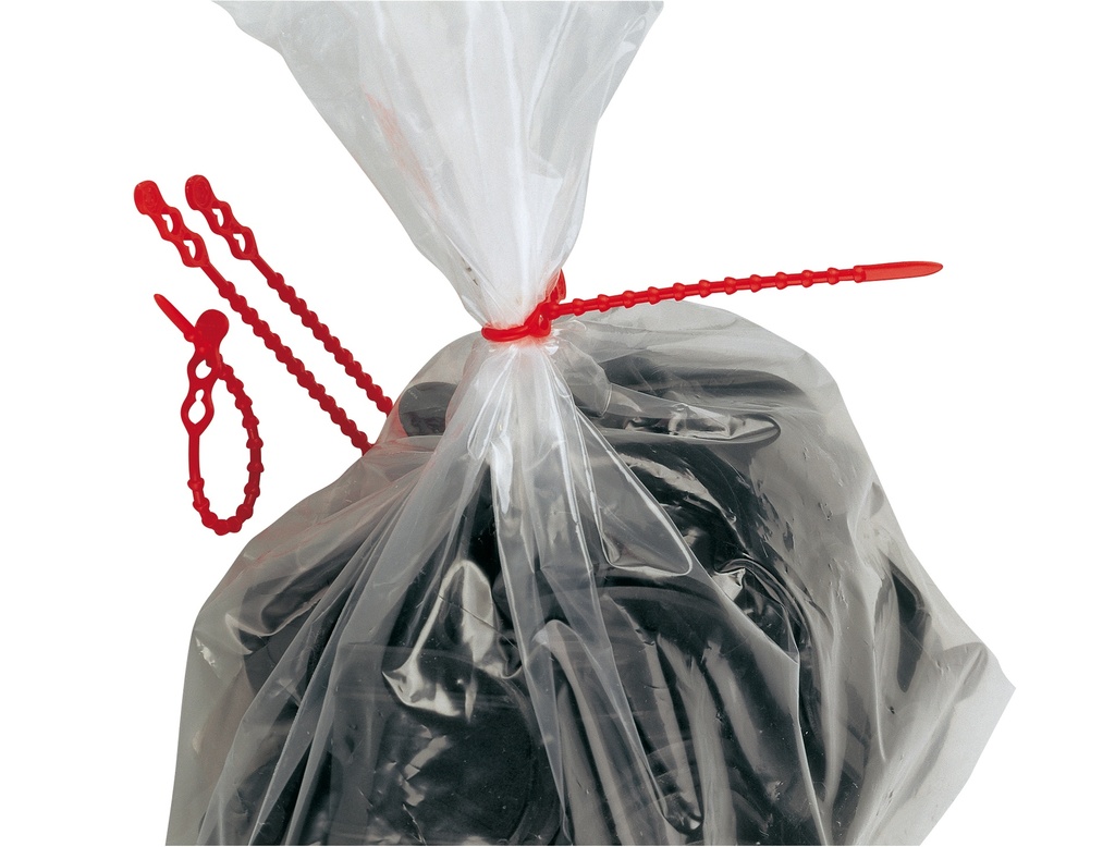 [2102V-L18] Blitzbinder - Beutelschließer aus PE, rot (500 Stk.) | Länge: 18 cm