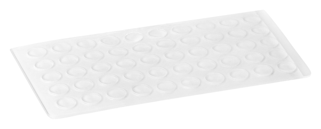 [283015TR-D10] Elastikpuffer - halbkugelförmig, transparent | Ø 10mm | Höhe: 1,5mm (50 Stk./Streifen)