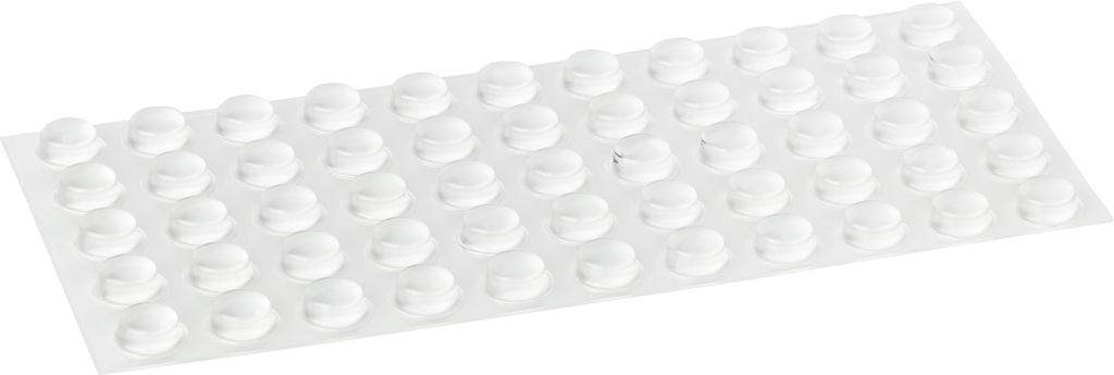 Elastikpuffer - halbkugelförmig, transparent | Ø 11,1mm | Höhe: 5,0mm (55 Stk./Streifen)