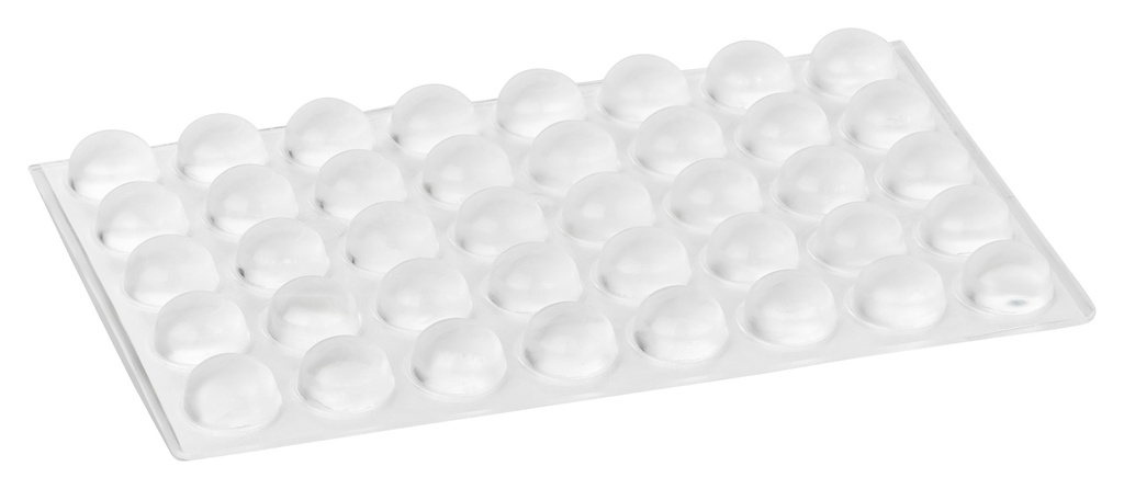 Elastikpuffer - halbkugelförmig, transparent | Ø 13mm | Höhe: 7,5mm (40 Stk./Streifen)