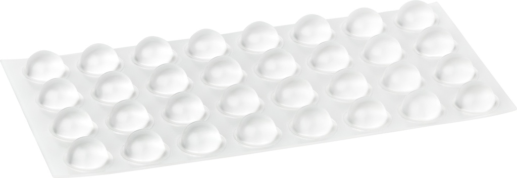 Elastikpuffer - halbkugelförmig, transparent | Ø 16mm | Höhe: 7,9mm (32 Stk./Streifen)