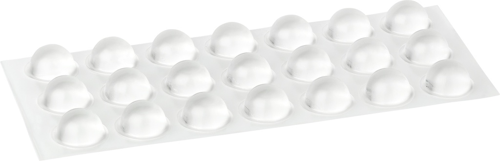 Elastikpuffer - halbkugelförmig, transparent | Ø 19mm | Höhe: 9,5mm (21 Stk./Streifen)