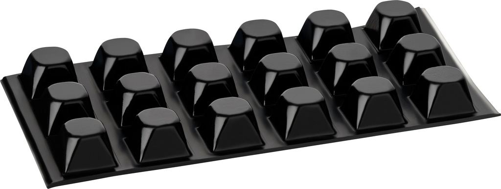 Elastikpuffer - quadratisch, schwarz | 20,5x20,5mm | Höhe: 13,2mm (18 Stk./Streifen)