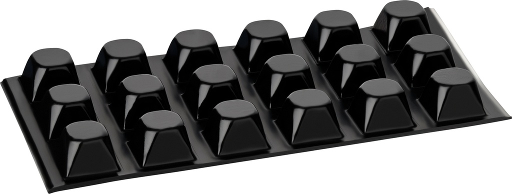 [285132SC-Q20] Elastikpuffer - quadratisch, schwarz | 20,5x20,5mm | Höhe: 13,2mm (18 Stk./Streifen)