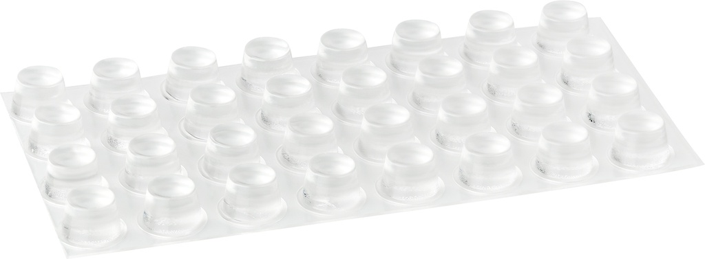 Elastikpuffer - zylindrisch, transparent | Ø 16,5mm | Höhe: 10,2mm (32 Stk./Streifen)