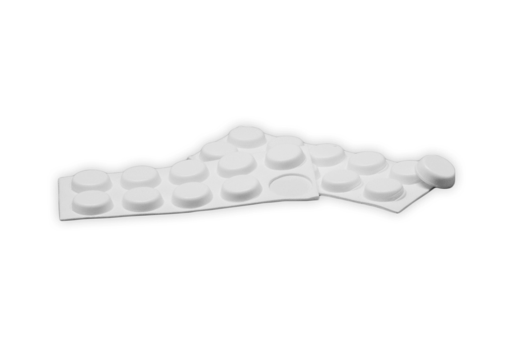 Elastikpuffer - zylindrisch, weiß | Ø 13mm | Höhe: 4,0mm (20 Stk./Streifen)