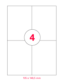 Etiketten Einzelblatt DIN A4, weiß (100 Blatt) | 210 x 148,5 mm | 2 Etik./Blatt