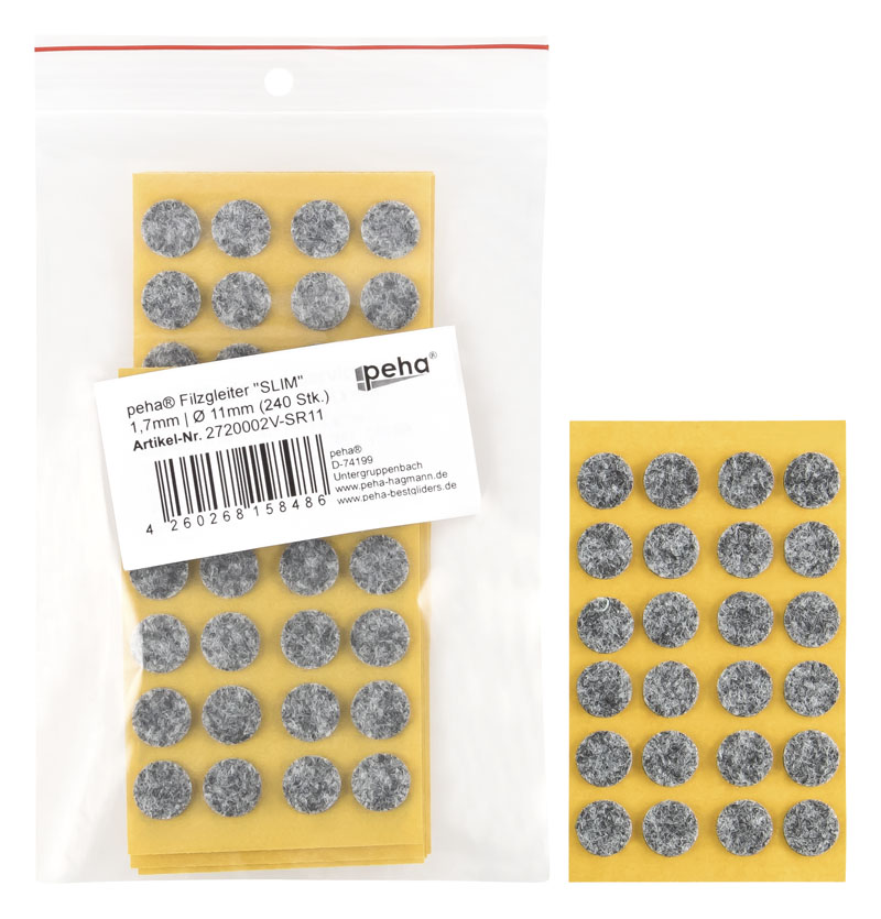 Filzgleiter sk SLIM - 1,7 mm, rund, grau | Ø 11 mm (240 Stk.)