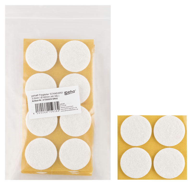 Filzgleiter sk STANDARD- 3,0 mm, weiß, rund | Ø 42 mm (40 Stk.)