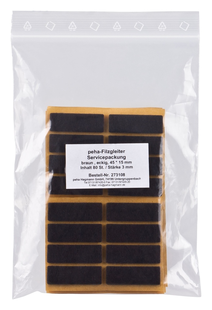 Filzgleiter sk STANDARD-3,0 mm, braun | 20 x 40 mm (80 Stk.)