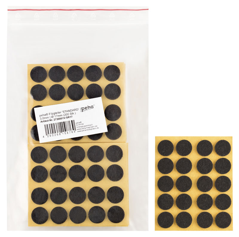 Filzgleiter sk STANDARD-3,0 mm, braun, rund | Ø 17 mm (200 Stk.)