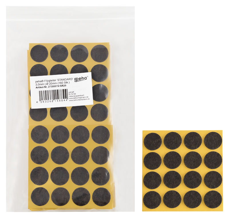 Filzgleiter sk STANDARD-3,0 mm, braun, rund | Ø 20 mm (160 Stk.)