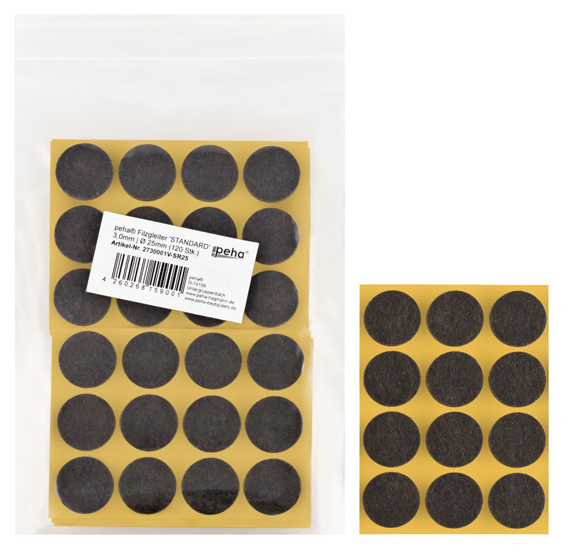 Filzgleiter sk STANDARD-3,0 mm, braun, rund | Ø 25 mm (120 Stk.)