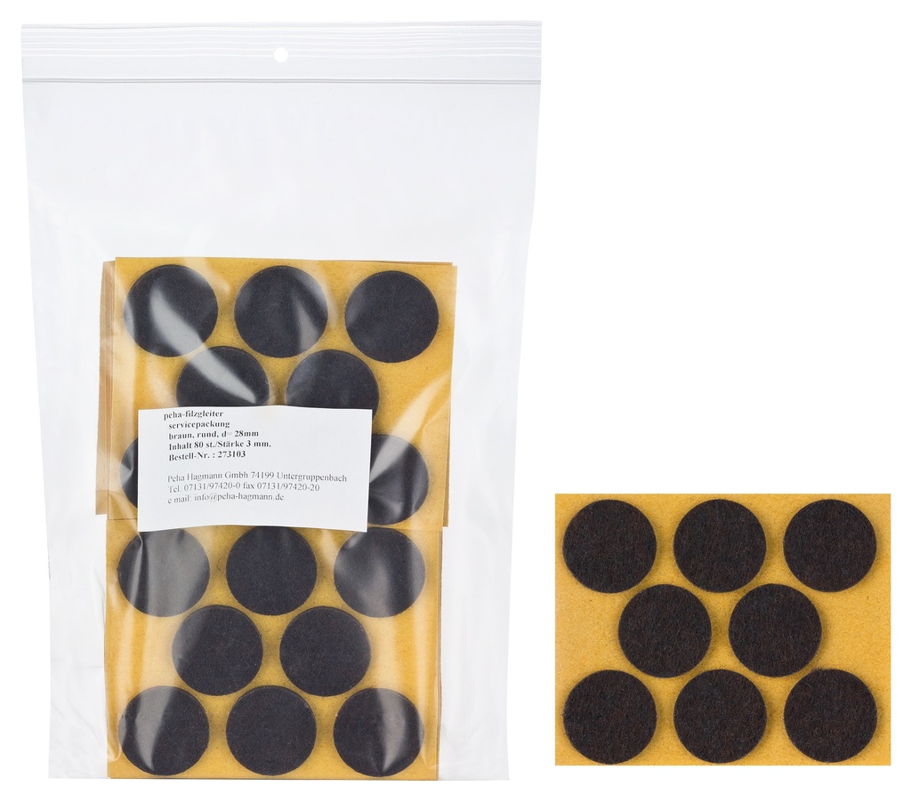 Filzgleiter sk STANDARD-3,0 mm, braun, rund | Ø 28 mm (80 Stk.)