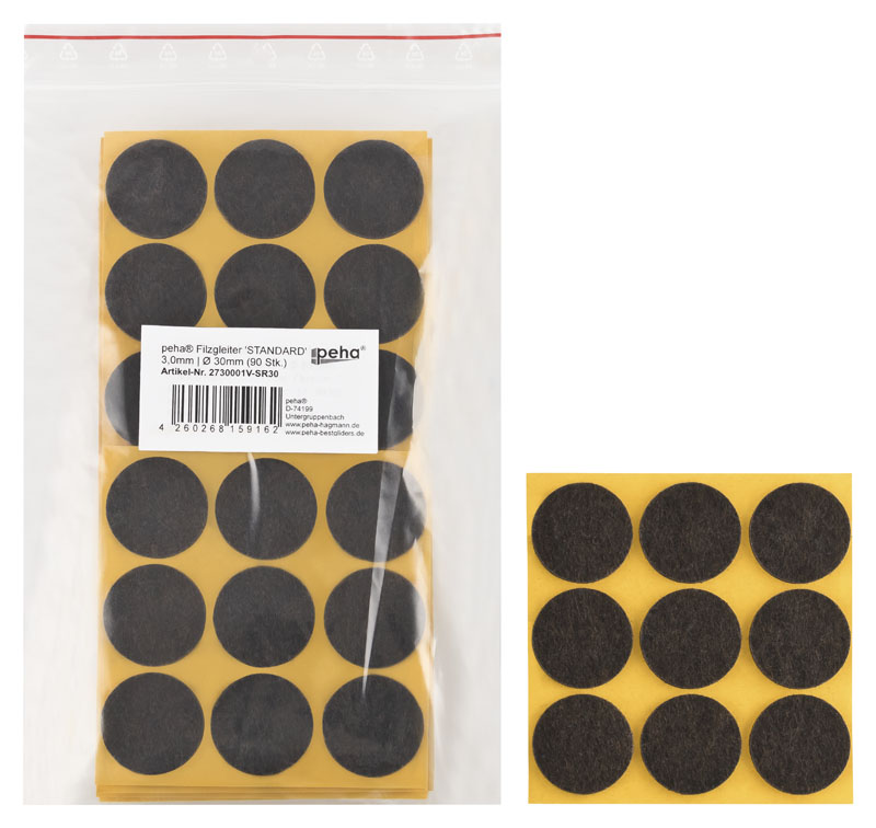Filzgleiter sk STANDARD-3,0 mm, braun, rund | Ø 30 mm (90 Stk.)