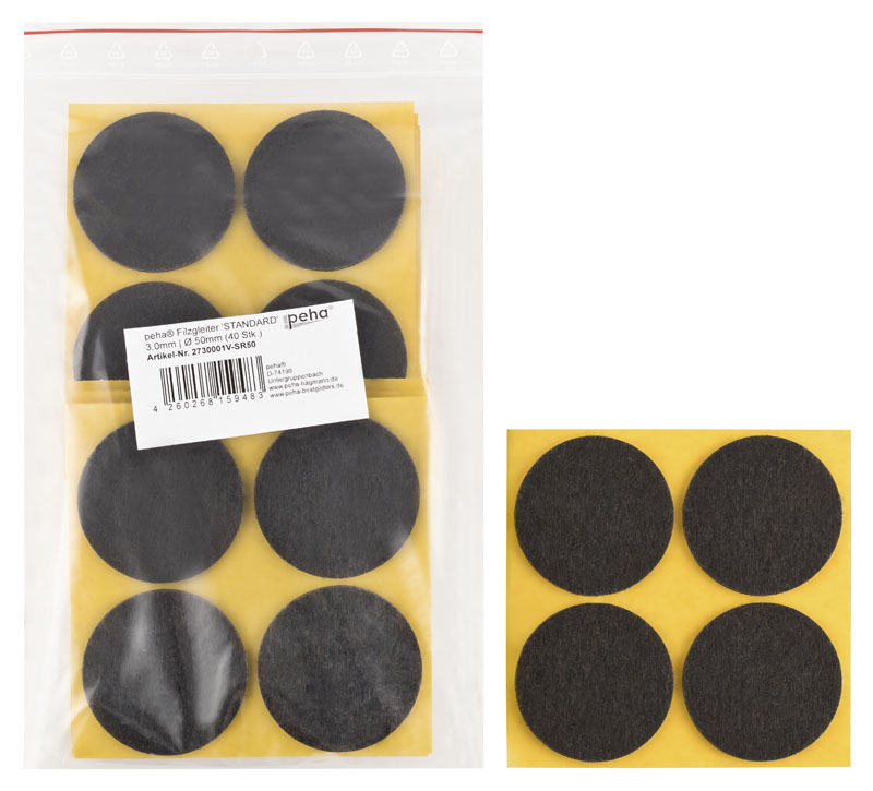 Filzgleiter sk STANDARD-3,0 mm, braun, rund | Ø 50 mm (40 Stk.)