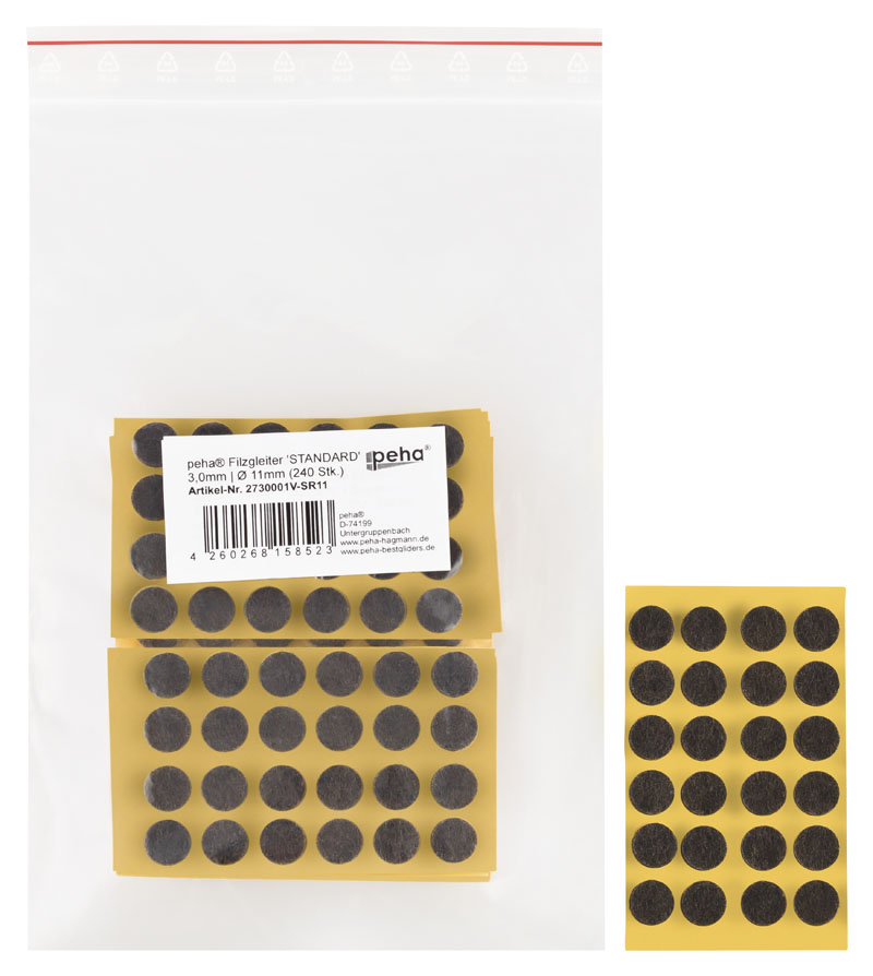 [2730001V-SR11] Filzgleiter sk STANDARD-3,0 mm, braun, rund | Ø 11 mm (240 Stk.)