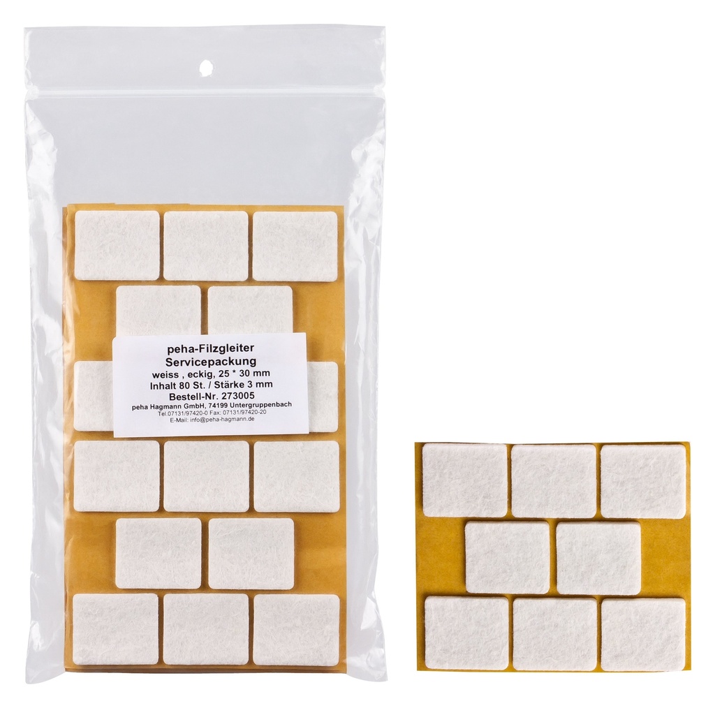 Filzgleiter sk STANDARD-3,0 mm, rechteckig | 25 x 30 mm (80 Stk.)