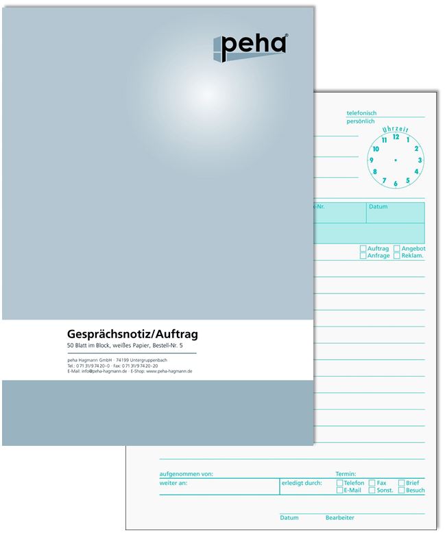[5] Formular Gesprächsnotiz / Auftrag | DIN A5 hoch