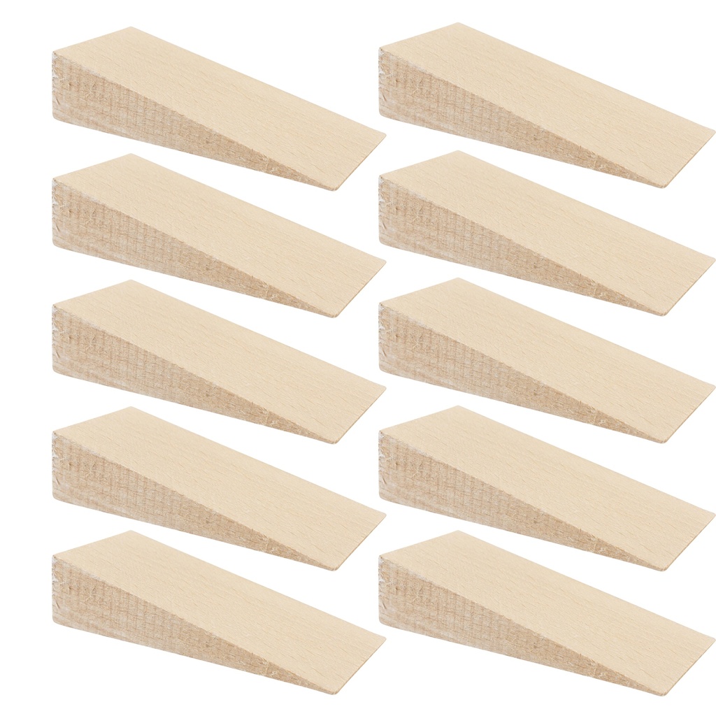 [166P10V-G10025] Hartholzkeile aus Buche natur (10 Stück) | (LxBxH) 100 x 40 x 25 mm