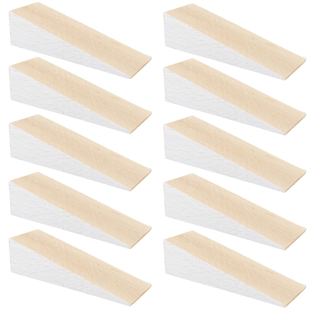 [166P10V-G9025] Hartholzkeile aus Buche natur (10 Stück) | (LxBxH) 90 x 30 x 25 mm