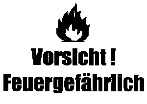 Hinweis-Etiketten 8 Stk./Blatt signalrot, 99x69 mm | Aufdruck: "Vorsicht! Feuergefährlich"