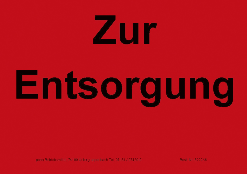 Hinweis-Etiketten Einzelblatt DIN A6 (100 Stk.) | Text: "Zur Entsorgung" (rot)