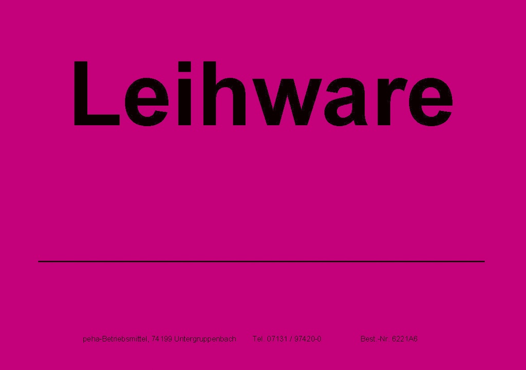 [622V-A621] Hinweis-Etiketten Einzelblatt DIN A6 (100 Stk.) | Text: "Leihware" (signalrot)