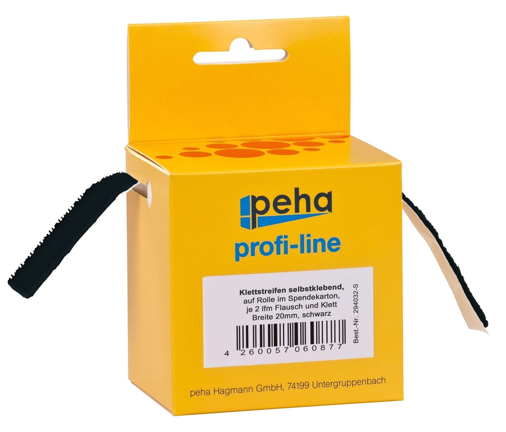 Klettstreifen im Spendekarton, weiß | (B) 20 mm (L) 2m jeweils Klett & Flausch