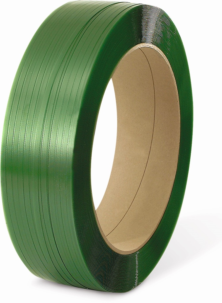 PET-Umreifungsband grün (B) 12 mm (L) 1300 m | Kern-Ø: 407 mm | Stärke 1,12 mm | Reißfest. 530 kg