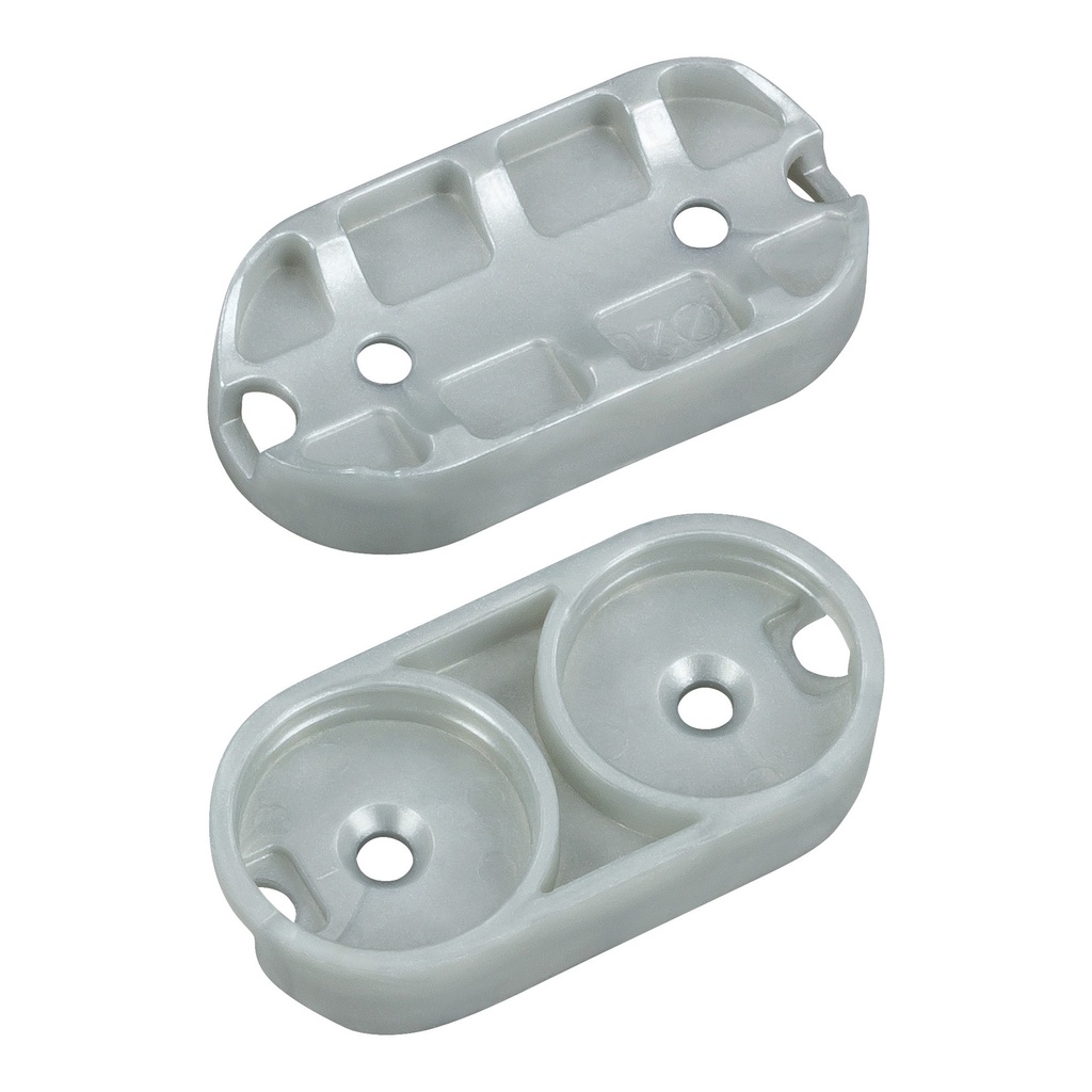 QuickClick Basisteil 'Oval' z. Schrauben, | grau | 52x27 mm | f. 25 mm Stahlrohr | (20 Stk.)