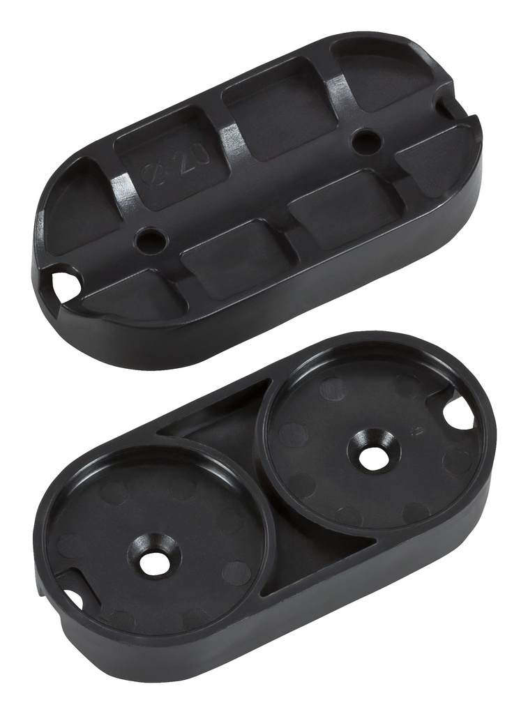 QuickClick Basisteil 'Oval' z. Schrauben, | schwarz | 42x22mm | f. 25mm Stahlrohr | (20 Stk.)