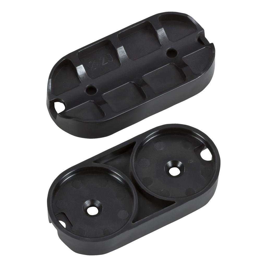 QuickClick Basisteil 'Oval' z. Schrauben, | schwarz | 52x27mm | f. 20mm Stahlrohr | (20 Stk.)