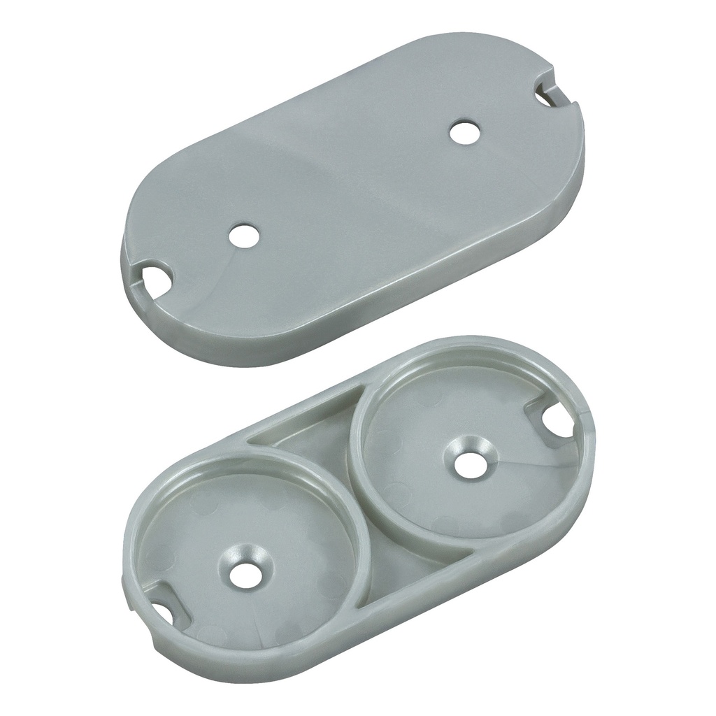 QuickClick Basisteil 'Oval' z. Schrauben, | grau | 22 x 42 mm | (20 Stk.)