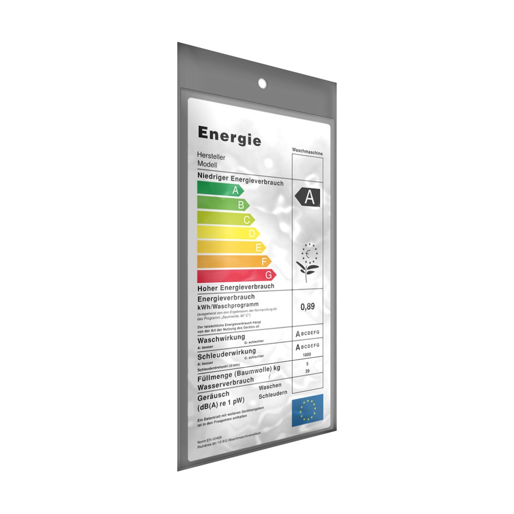 Schutzhüllen f. Energie Label, 140 my Klar | Maße: 125x270 mm + 25 mm Vorstoß (50 Stk.)