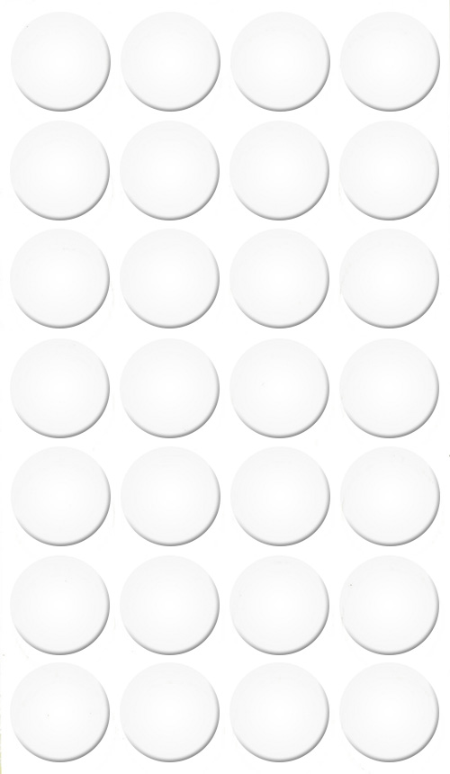 [250322V-D20] Selbstklebende Abdeckkappen f. Möbel - Ø 20 mm | Dekor: "Kristallweiß" (28 Stk.)